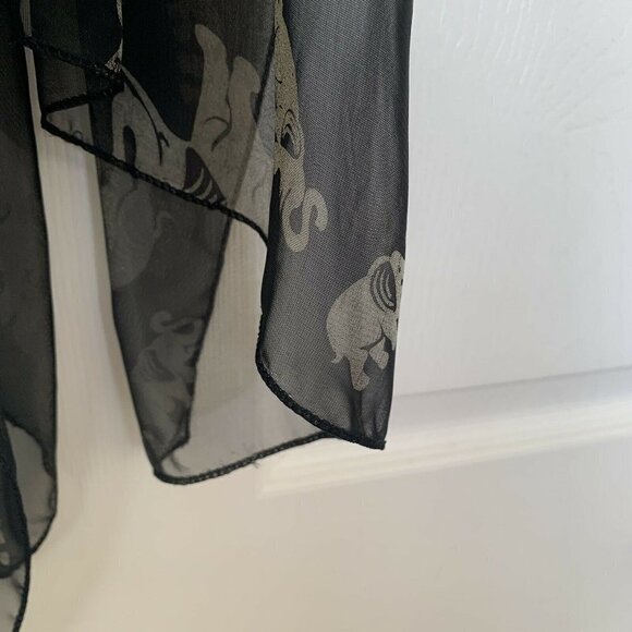 Elephant Black With Tan Chiffon Rectangle Sheer Scarf 19” x 62” - Picture 4 of 5